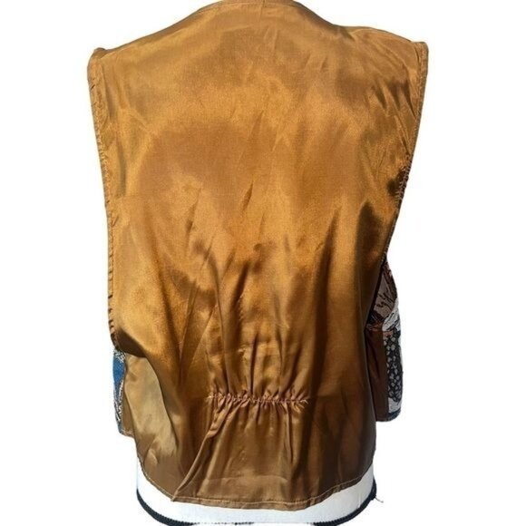 Backroad Blues Winter Scene Tapestry Vest With Satin Backing Vintage Womens Sz L - Picture 2 of 11